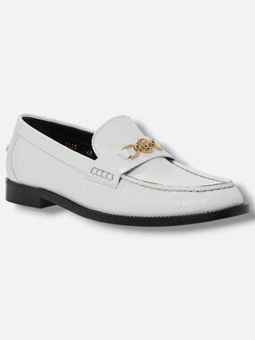 Versace Women's White Slip On Embellished Loafer Flats Shoes Size EU:40 US:10